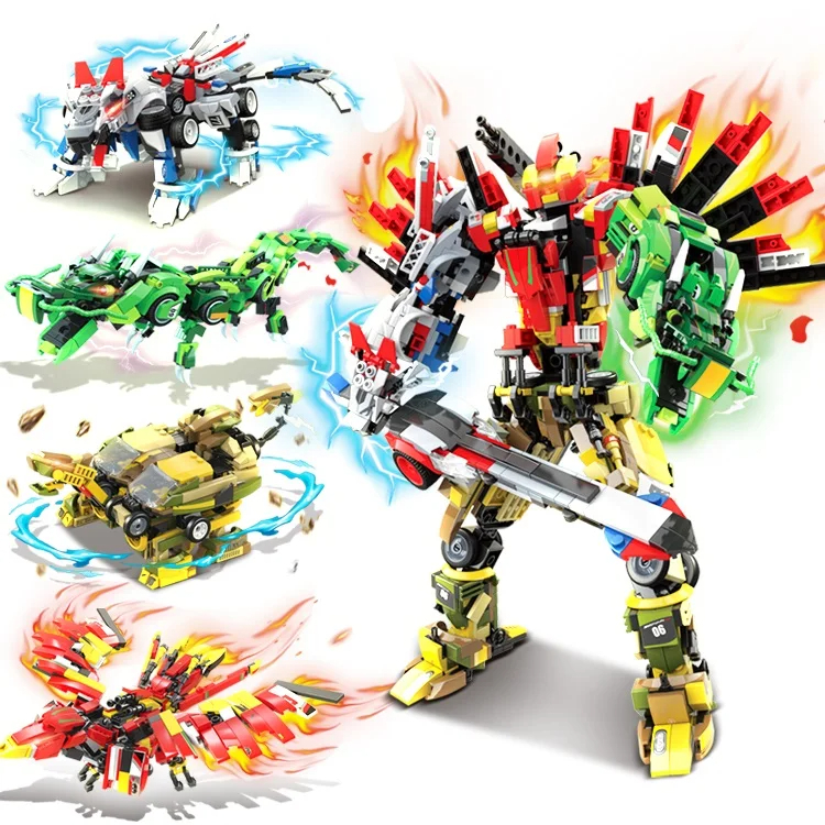 16 in 1 Build Collectible Model Racing Car Deformation Robot Block Toys with Figure