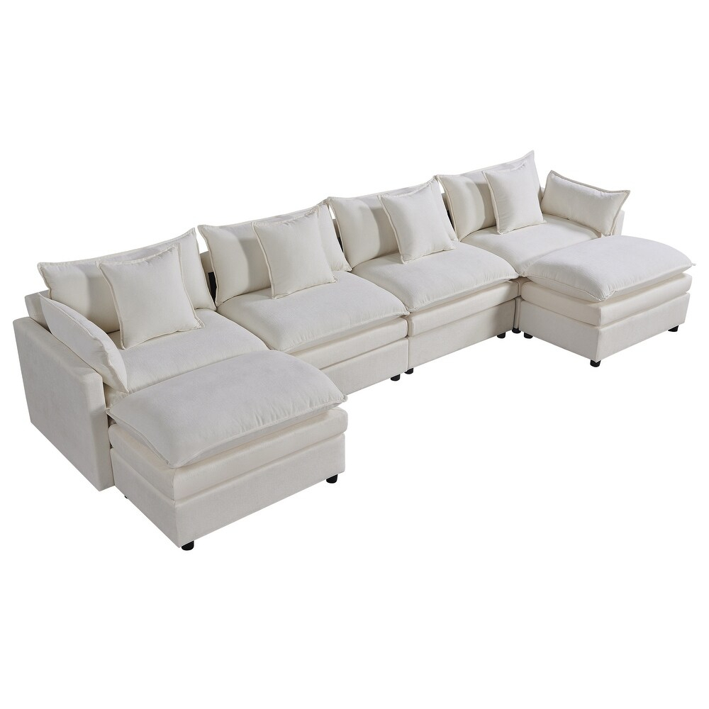 Modern U-Shaped Sectional Sofa Convertible Chaise Ottomans Comfortable Compressed Living Room Couch for Villa - Image 2