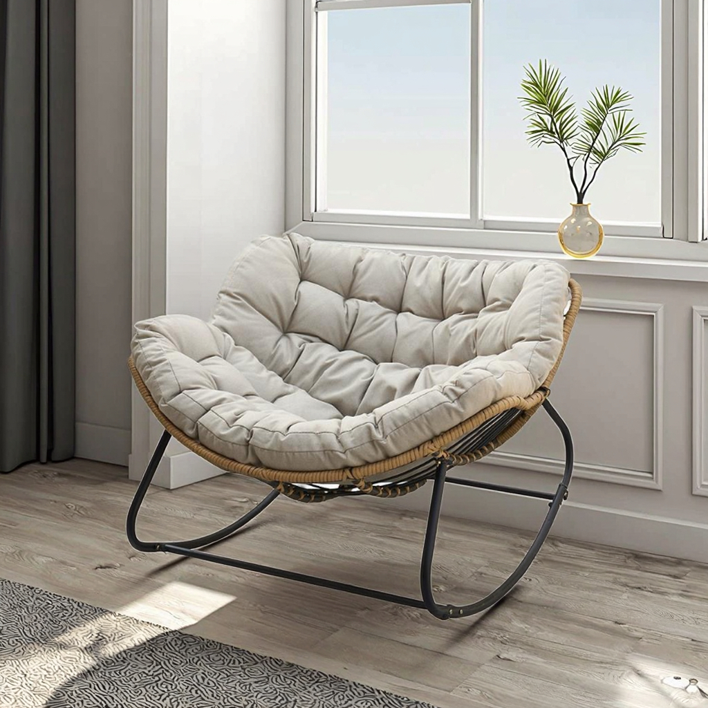 Modern Luxury Velvet Rocking Chair Carbon Steel Home Office Bar Hotel Outdoor Leisure Fabric for Bedroom Living Room - Image 5