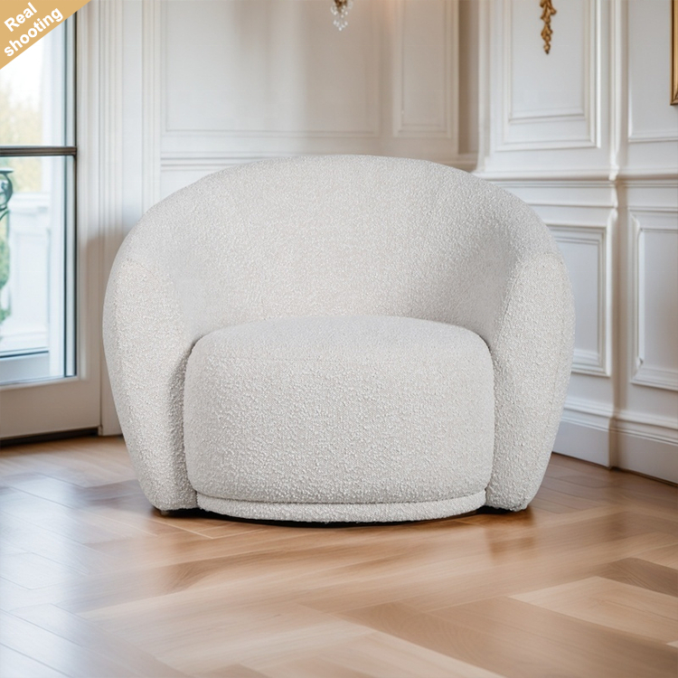 White Wool High Density Foam Sofa Chair Modern Leisure Style Single Living Room Armchair Lounge Chair