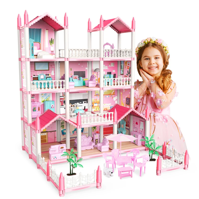 ini Modern White Rattan Playhouse Kitchen Set Durable Plastic DIY Party Accessories Fun Furniture Toys for Big Pretend Play - Image 2