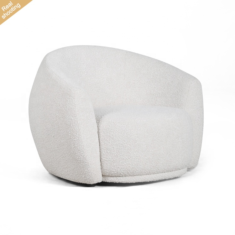 White Wool High Density Foam Sofa Chair Modern Leisure Style Single Living Room Armchair Lounge Chair - Image 4
