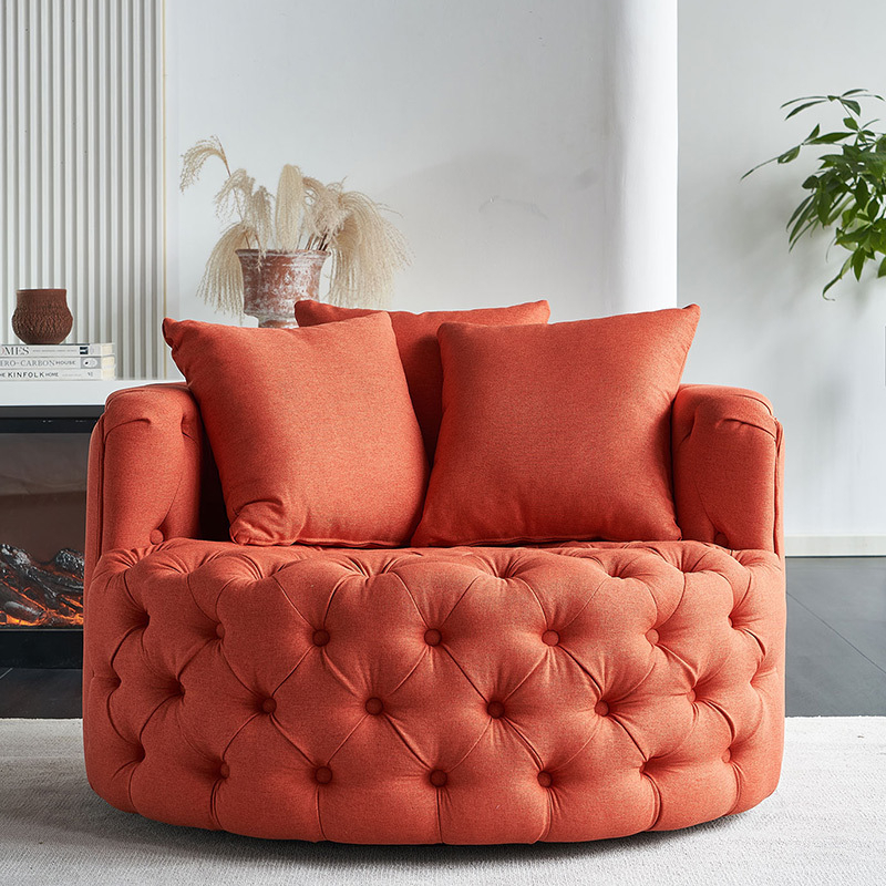 High Quality Modern Arm Chair Leisure Living Room Occasional Lounge Chair Small White Round Swivel Barrel Chair - Image 6