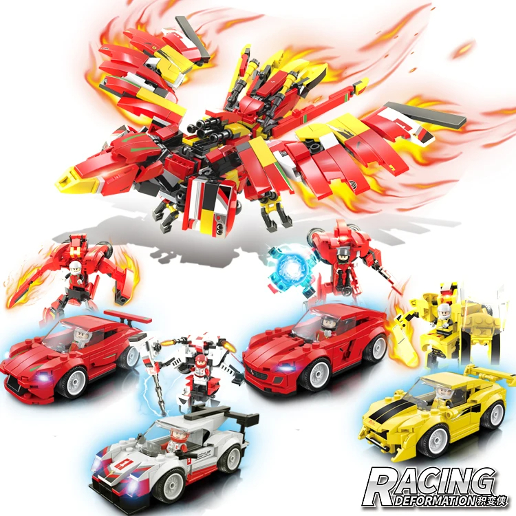 16 in 1 Build Collectible Model Racing Car Deformation Robot Block Toys with Figure - Image 6