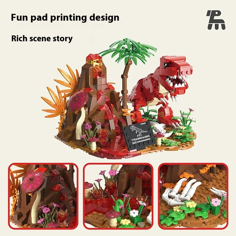 Jurassic Volcano Model Toy Foraging Overlord Dinosaur Scene Assembled Compatible for Lego Building Blocks Made Plastic - Image 5