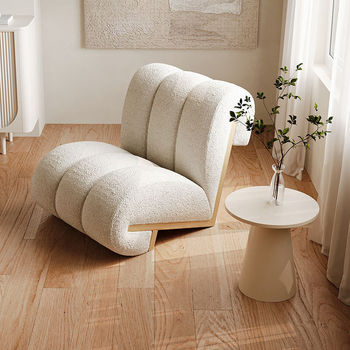 Nordic Contemporary Fabric Single Seater Sofa Chair High Quality Solid Wood and Wool Convertible Design for Living Room Hotel - Image 4