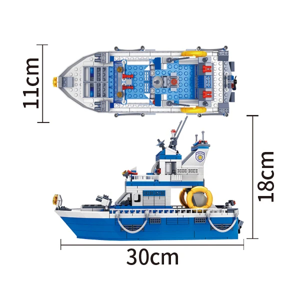 Police Coastal Patrol Boat Ship Kid Building Blocks Toy Brick Set for Child - Image 3