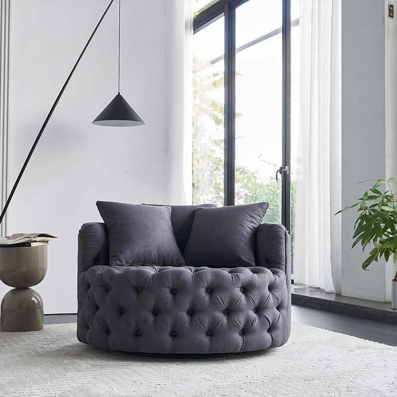 High Quality Modern Arm Chair Leisure Living Room Occasional Lounge Chair Small White Round Swivel Barrel Chair - Image 3