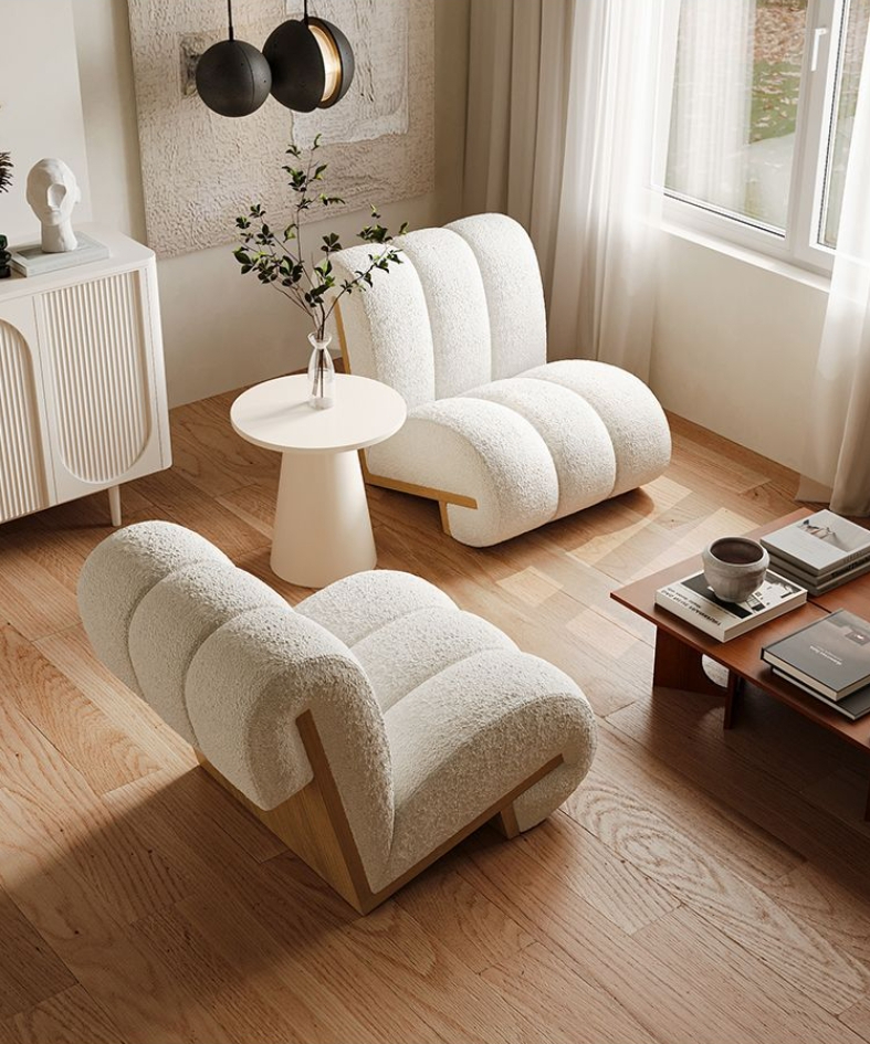 Nordic Contemporary Fabric Single Seater Sofa Chair High Quality Solid Wood and Wool Convertible Design for Living Room Hotel - Image 5