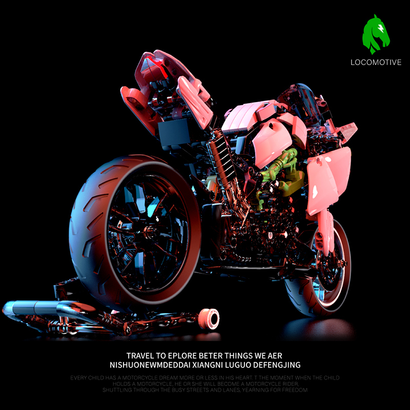 H2R Technical Building Bricks Toys Set Building Block Motorcycle for Children - Image 3