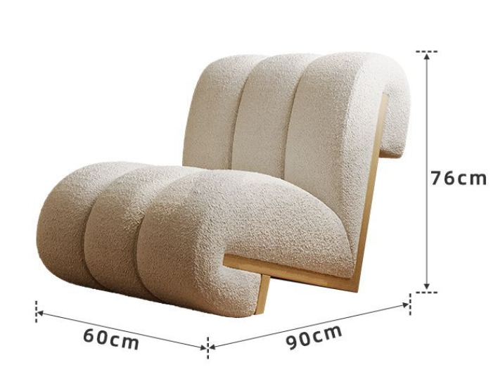 Nordic Contemporary Fabric Single Seater Sofa Chair High Quality Solid Wood and Wool Convertible Design for Living Room Hotel - Image 2