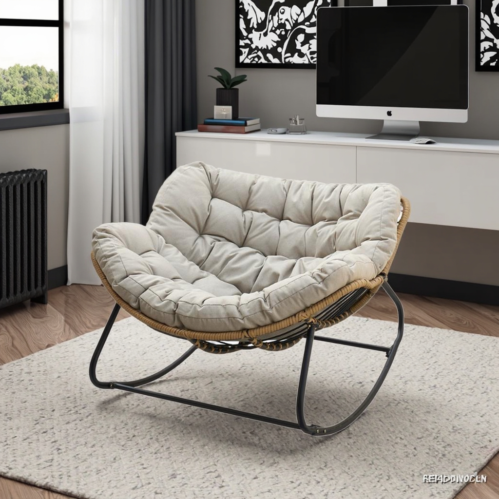 Modern Luxury Velvet Rocking Chair Carbon Steel Home Office Bar Hotel Outdoor Leisure Fabric for Bedroom Living Room - Image 4