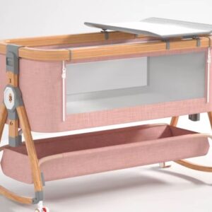 Aluminum Alloy Crib Portable Multi-Functional Cradle Bed with Large Splicing Newborn Bed Foldable Removable BB Bed